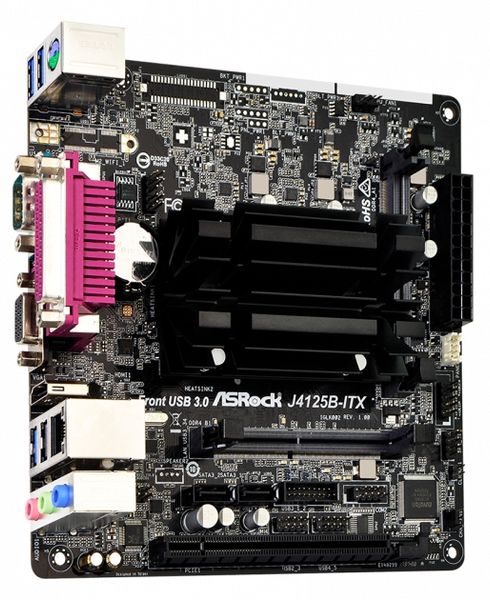 ASRock Материнcкая плата J4125B-ITX CPU Quad-Core (2.7Hz) 2xDDR4 HDMI D-Sub mITX