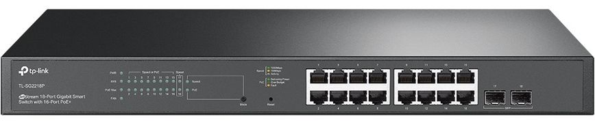 TP-Link Комутатор TL-SG2218P 16x1GE (1xPoE), 2xSFP, 150Вт, WebSmart