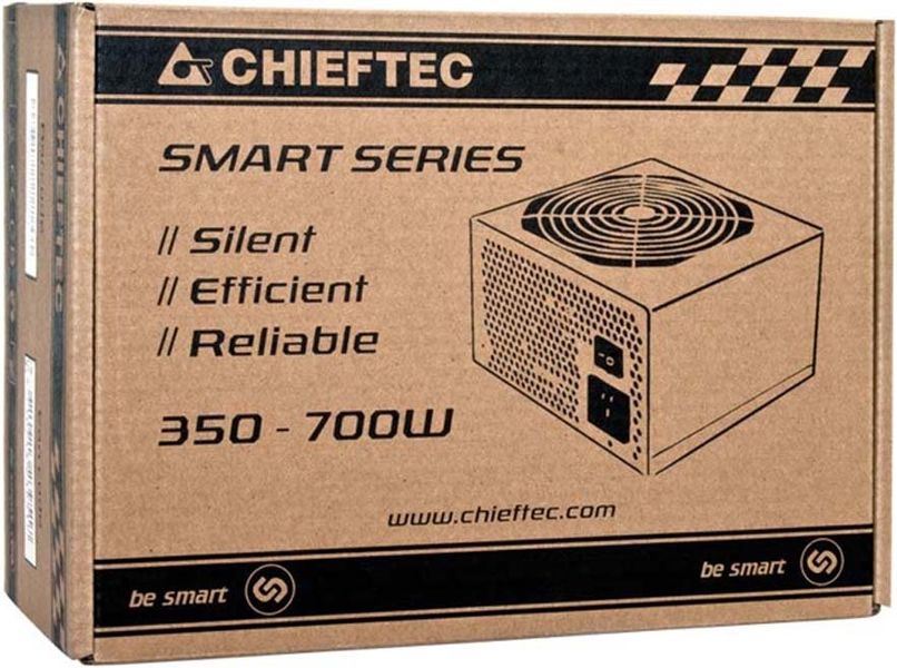 Chieftec Блок живлення Smart (500W), >85%, 120мм, 1xMB 24pin(20+4), 1xCPU 8pin(4+4), 2xMolex, 3xSATA, 1xPCIe 8pin(6+2)