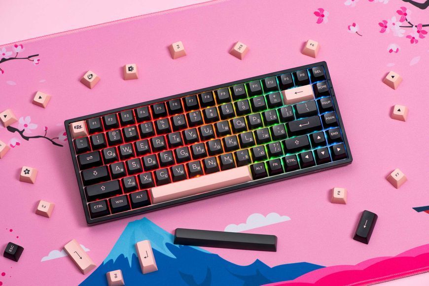 Akko Клавиатура механическая 3084B Plus Black&Pink 84Key,CS Jelly Purple, BT/WL/USB-A, EN/UKR, RGB, Черный