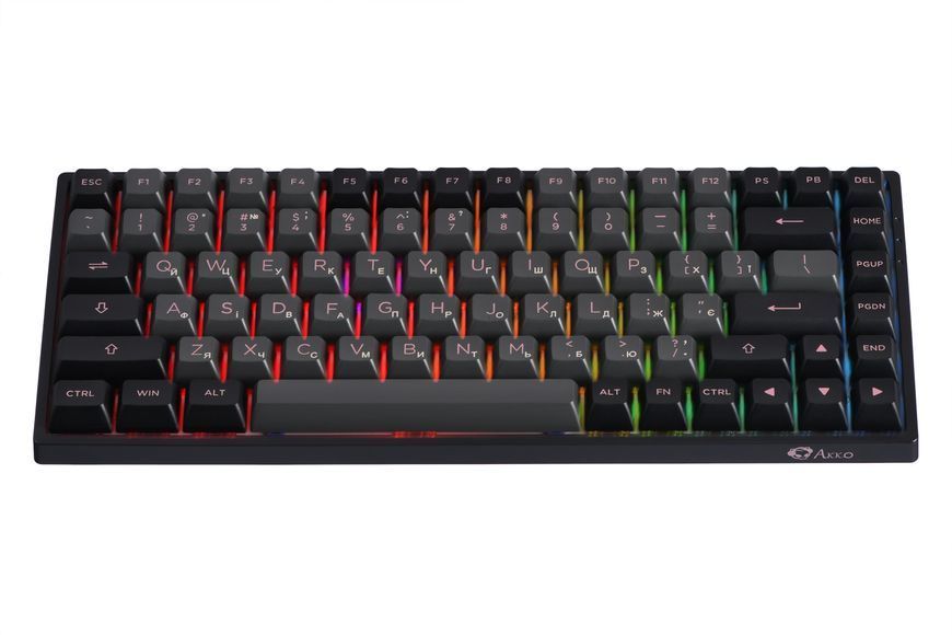 Akko Клавиатура механическая 3084B Plus Black&Pink 84Key,CS Jelly Purple, BT/WL/USB-A, EN/UKR, RGB, Черный