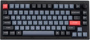 Keychron Клавіатура механічна V1 84Key, Gateron G PRO Brown, USB-A, Hot-Swap, QMK, Knob, EN/UKR, RGB, Frosted Black