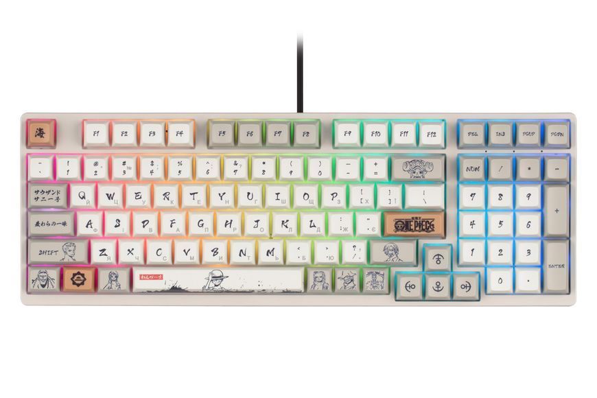 Akko Клавиатура механическая 3098S One Piece Calligraphy 98Key, CS Jelly White, USB-A, Hot-swappable, EN/UKR, RGB, Сірий