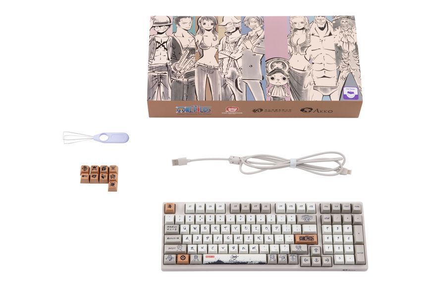 Akko Клавиатура механическая 3098S One Piece Calligraphy 98Key, CS Jelly White, USB-A, Hot-swappable, EN/UKR, RGB, Сірий