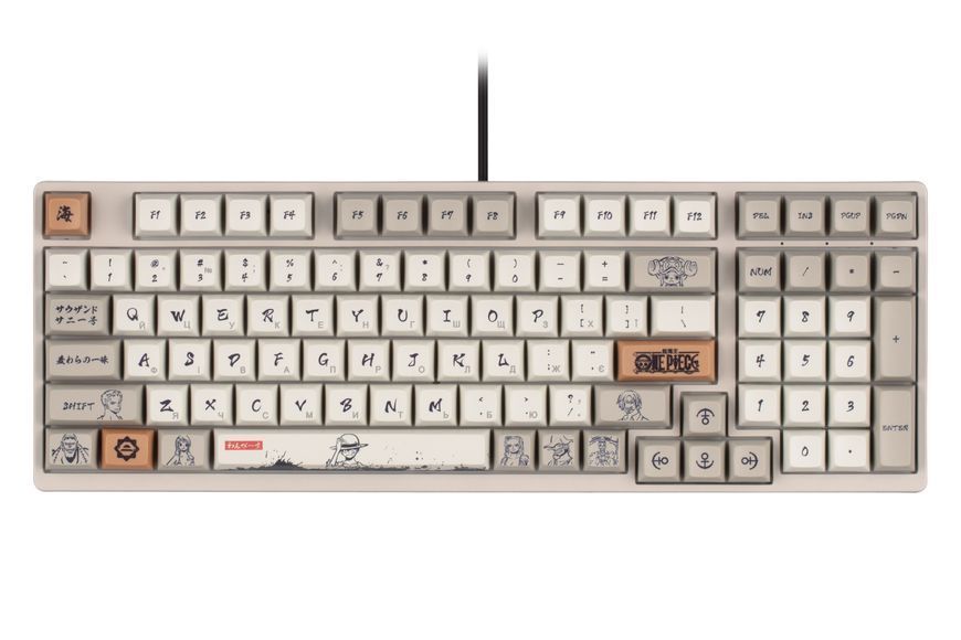 Akko Клавиатура механическая 3098S One Piece Calligraphy 98Key, CS Jelly White, USB-A, Hot-swappable, EN/UKR, RGB, Сірий