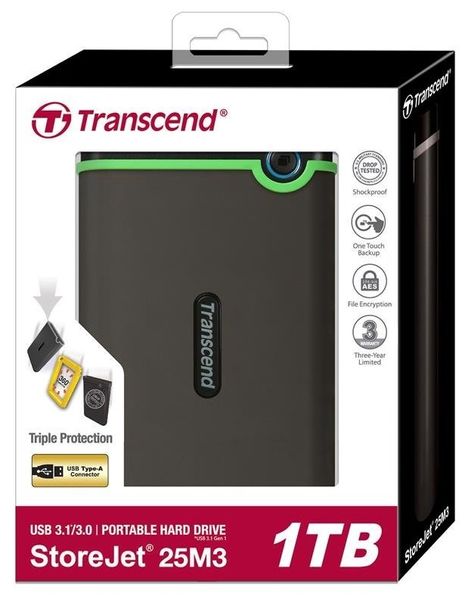 Transcend Портативный жесткий диск 2TB USB 3.1 StoreJet 25M3 Iron Gray