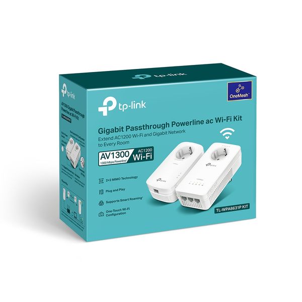 TP-Link Адаптер Powerline TL-WPA8631PKIT (TL-WPA8631P + TL-PA8010P) AC1200 AV1300 3xGE MESH plug