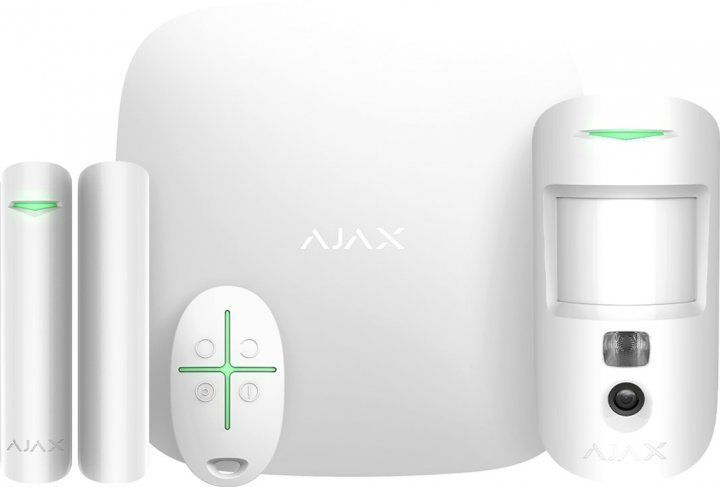 Ajax Комплект охоронної сигналізації StarterKit Cam Plus, hub 2 plus, motioncam, doorprotect, spacecontrol, jeweller, бездротовий, білий