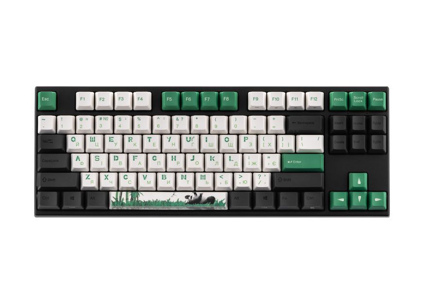 Varmilo Клавіатура механічна VEM87 Panda R2 87Key, EC V2 Ivy, USB-A, EN/UKR, White Led, Зелений