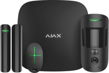 Ajax Комплект охранной сигнализации StarterKit Cam Plus, hub 2 plus, motioncam, doorprotect, spacecontrol, jeweller, беспроводной, черный