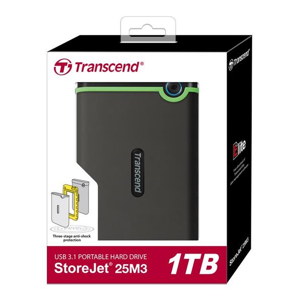 Transcend StoreJet 25M3[Портативний жорсткий диск 1TB USB 3.1 StoreJet 25M3 Iron Gray]