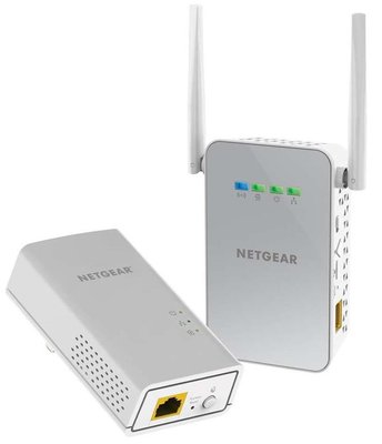 NETGEAR Powerline-адаптер PLW1000, 1xGE, WiFi, бел. цв., внешн. ант., комплект
