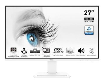 Монитор MSI 27" PRO MP273AW D-Sub, HDMI, DP, MM, IPS, 100Hz, 4ms, sRGB 106%, White 9S6-3PB4CH-083 фото