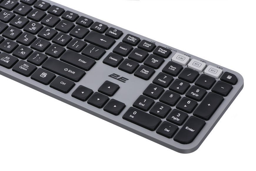 2E Клавиатура мембранная KS240 110key, WL/BT, EN/UK, серо-чёрный