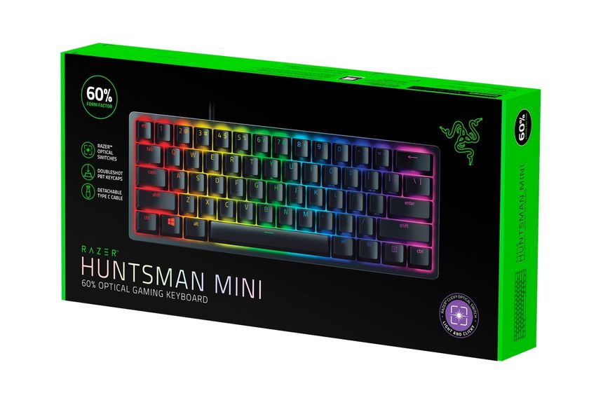 Razer Клавиатура Huntsman Mini RGB 61key Red Switch USB EN Black