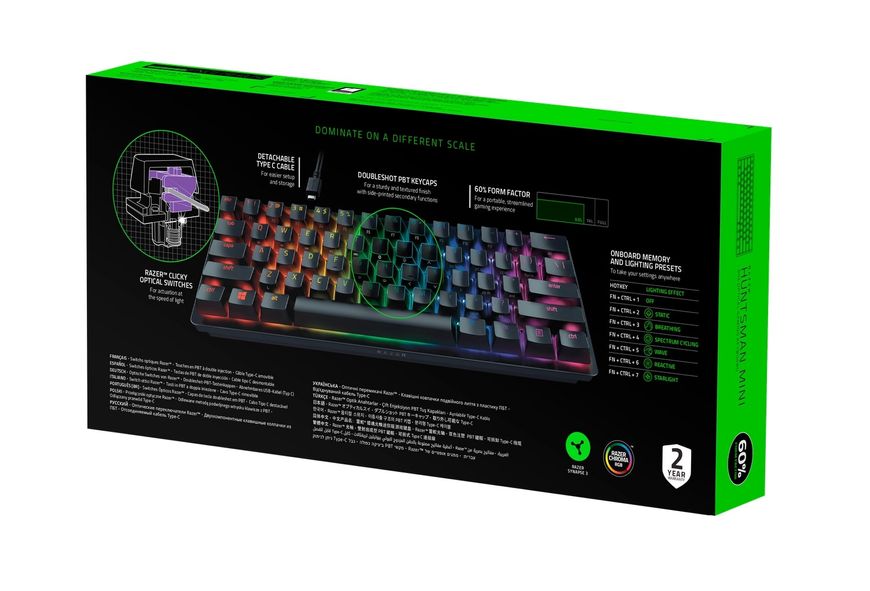 Razer Клавиатура Huntsman Mini RGB 61key Red Switch USB EN Black