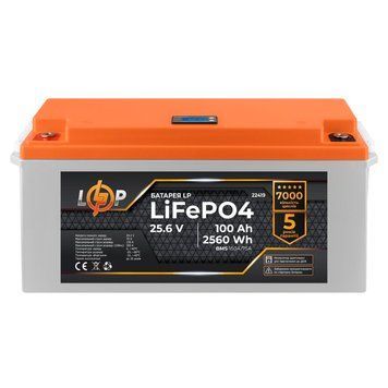 Акумулятор LP LiFePO4 24V (25,6V) - 100 Ah (2560Wh) (BMS 150/75А) пластик LCD для ДБЖ