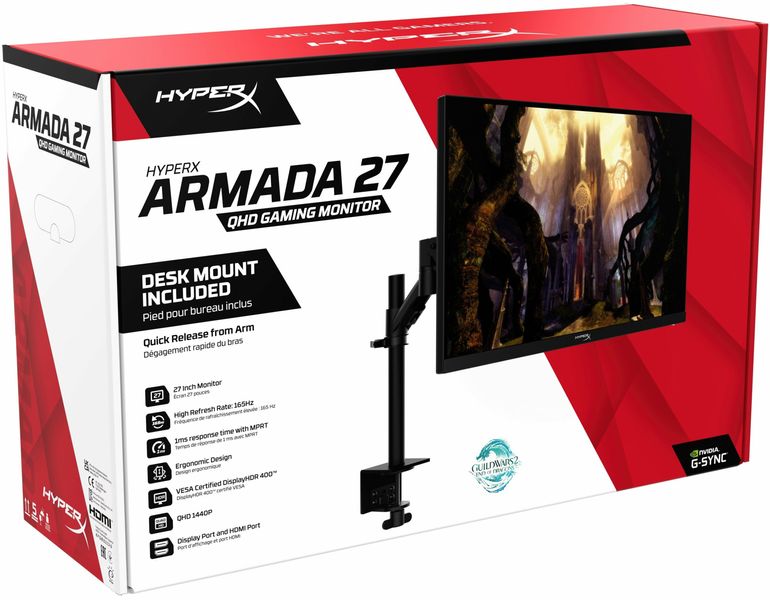 Монитор LCD 27" QHD HyperX Armada, 2xHDMI 2.0, DP 1.4, IPS, 2560x1440, 165Hz, 1ms 64V69AA фото