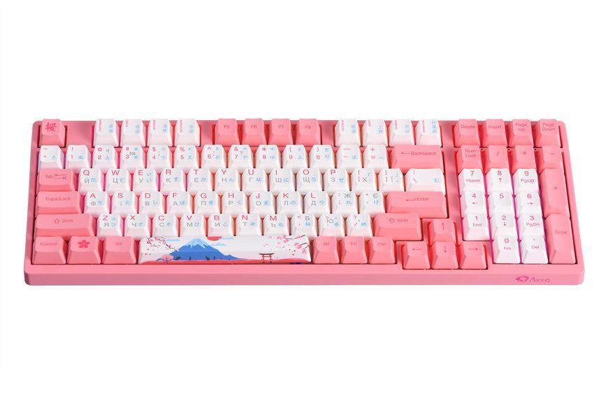 Akko Клавиатура механическая 3098B World Tour-Tokyo R2 98Key, TTC ACE, BT/WL/USB-A, Hot-swappable, EN/UKR, RGB, Розовый