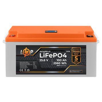 Акумулятор LP LiFePO4 24V (25,6V) - 100 Ah (2560Wh) (BMS 150/75А) пластик LCD