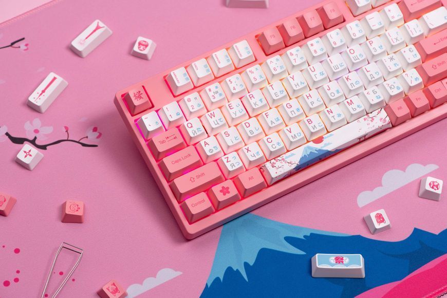 Akko Клавиатура механическая Akko 3098B World Tour-Tokyo R2 98Key, TTC Brother, BT/WL/USB-A, Hot-swappable, EN/UKR, RGB, Розовый