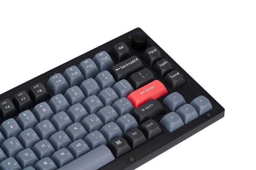 Keychron Клавиатура механическая V1 84Key, Gateron G PRO Blue, USB-A, Hot-Swap, QMK, Knob, EN/UKR, RGB, Frosted Black