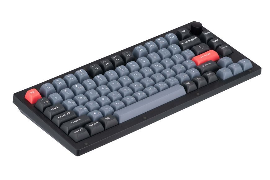 Keychron Клавиатура механическая V1 84Key, Gateron G PRO Blue, USB-A, Hot-Swap, QMK, Knob, EN/UKR, RGB, Frosted Black