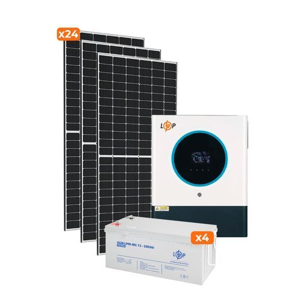 Солнечная электростанция (СЭС) Стандарт 11kW АКБ 9.6kWh mGel 200 Ah