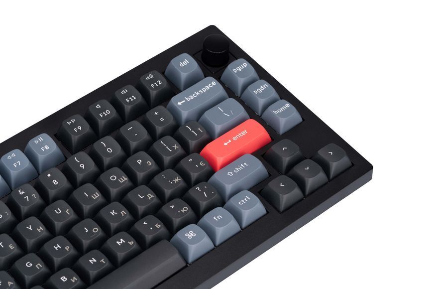 Keychron Клавиатура V1 84 Key QMK Gateron G PRO Blue Hot-Swap RGB Knob Carbon Black