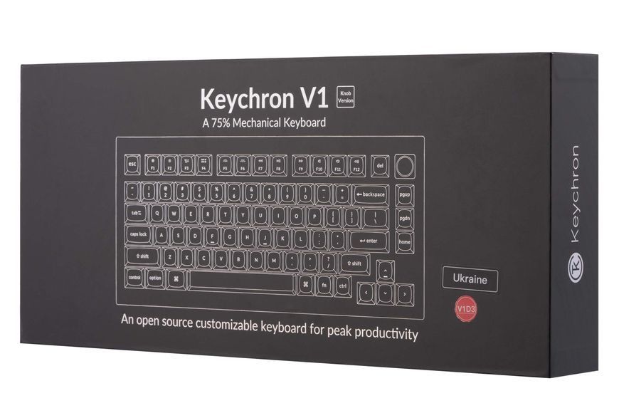 Keychron Клавиатура V1 84 Key QMK Gateron G PRO Blue Hot-Swap RGB Knob Carbon Black