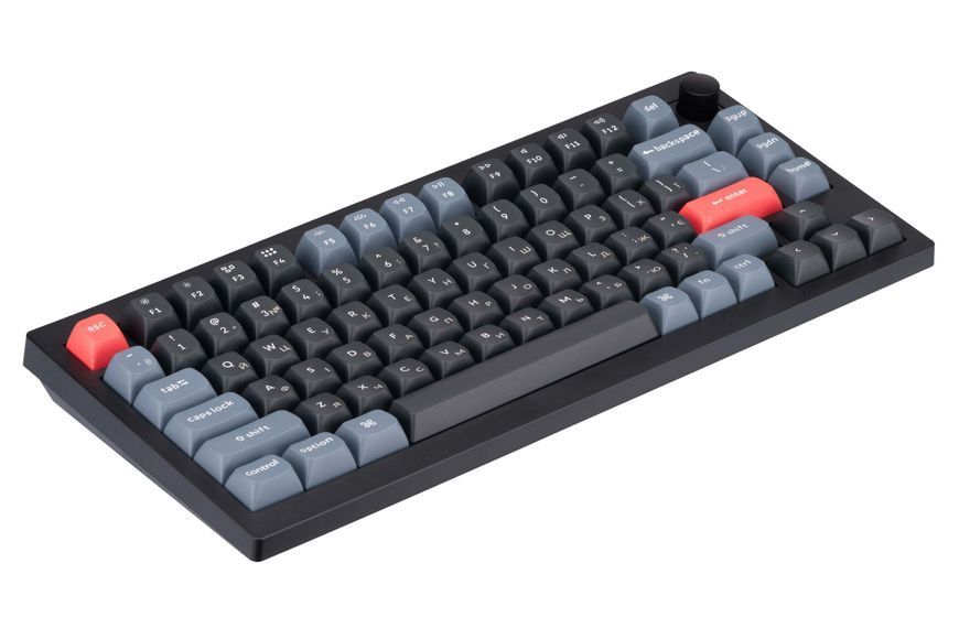 Keychron Клавиатура V1 84 Key QMK Gateron G PRO Blue Hot-Swap RGB Knob Carbon Black