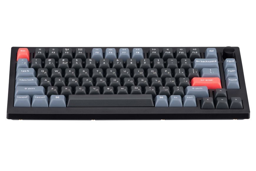 Keychron Клавиатура V1 84 Key QMK Gateron G PRO Blue Hot-Swap RGB Knob Carbon Black