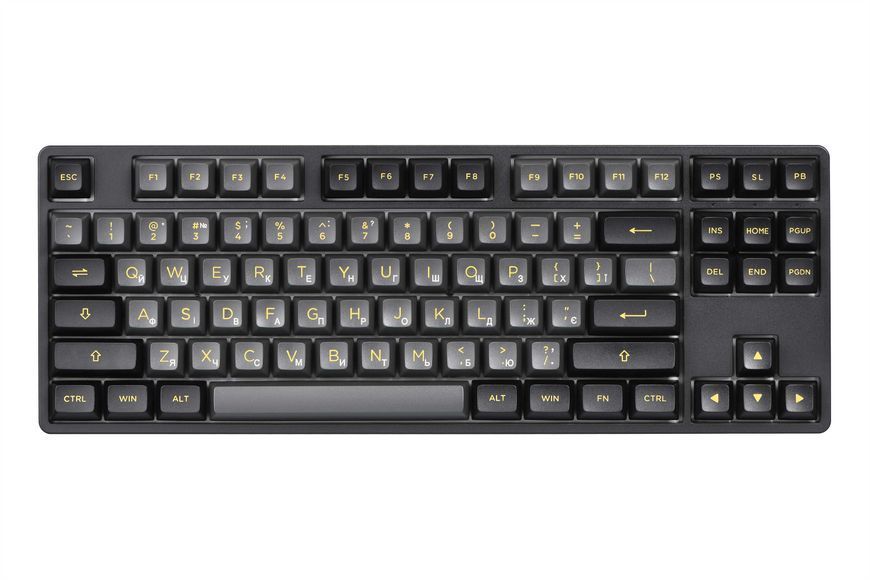 Akko Клавиатура механическая 5087B Plus Black & Gold 87Key, CS Silver, BT/WL/USB-A, Hot-swappable, EN/UKR, RGB, Чорний