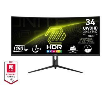 Монітор MSI 34" MAG 342CQR-E2 2xHDMI, DP, Audio, VA, 3440x1440, 21:9, 180Hz, 1ms, sRGB 119%, CURVED, FreeSync, HAS 9S6-3DB64H-068 фото