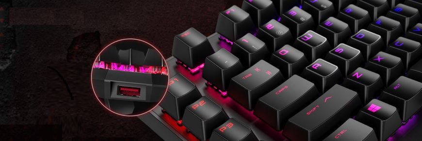 HP Клавиатура механическая OMEN Gaming Sequencer, 115key, LK Optical Blue, USB-A, EN/RU, RGB, чорний