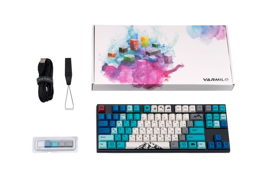 Varmilo Клавиатура механическая VEM87 Summit R1 87Key, EC V2 Sakura, USB-A, EN/UKR, White Led, Синий