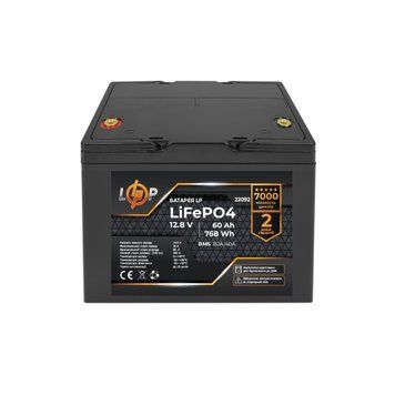 Акумулятор LP LiFePO4 12,8V - 60 Ah (768Wh) (BMS 80A/40А) пластик для ДБЖ