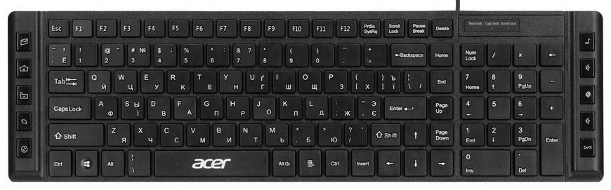 Acer Клавиатура OKW010, 115key, USB-A, EN/UKR/RU, чёрный