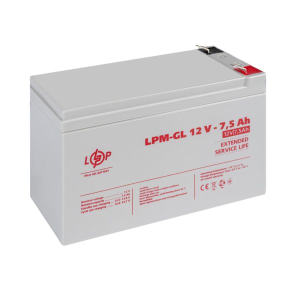 Аккумулятор гелевый LPM-GL 12V - 7.5 Ah