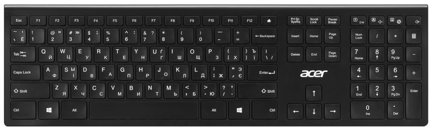 Acer Клавиатура OKR020, 109key, WL, EN/UKR/RU, чёрный