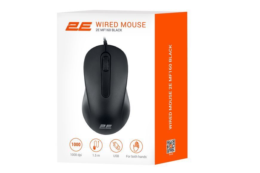 Миша 2E MF160, USB-A, чорний 2E-MF160UB фото