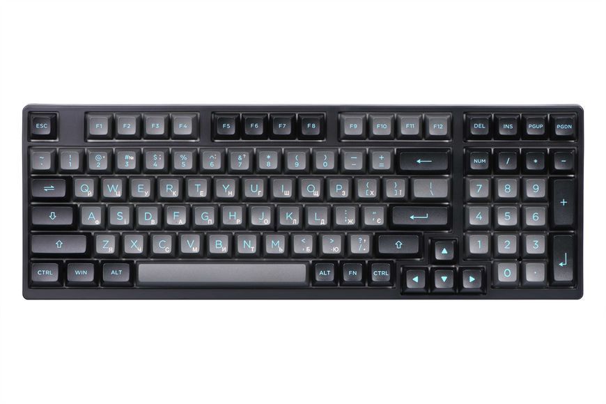 Akko Клавіатура механічна 3098N Black&Cyan 98Key, TTC Honey, BT/WL/USB-A, Hot-swappable, EN/UKR, RGB, Чорний