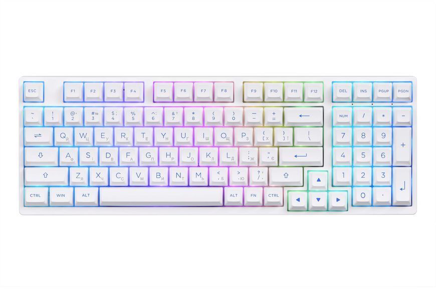 Akko Клавиатура механическая 3098N Blue&white 98Key, TTC Honey, BT/WL/USB-A, Hot-swappable, EN/UKR, RGB, Белый