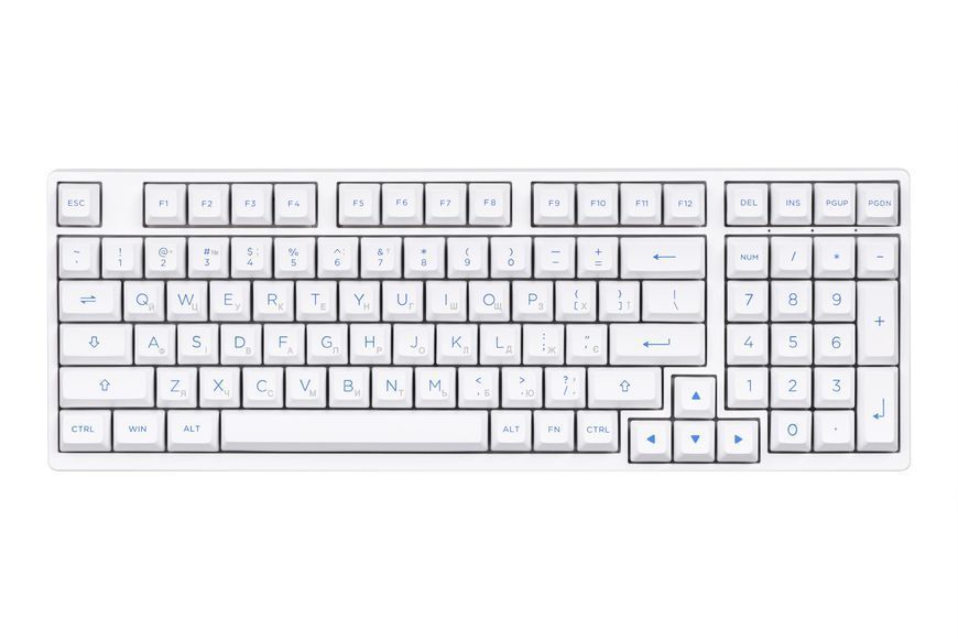 Akko Клавиатура механическая 3098N Blue&white 98Key, TTC Honey, BT/WL/USB-A, Hot-swappable, EN/UKR, RGB, Белый