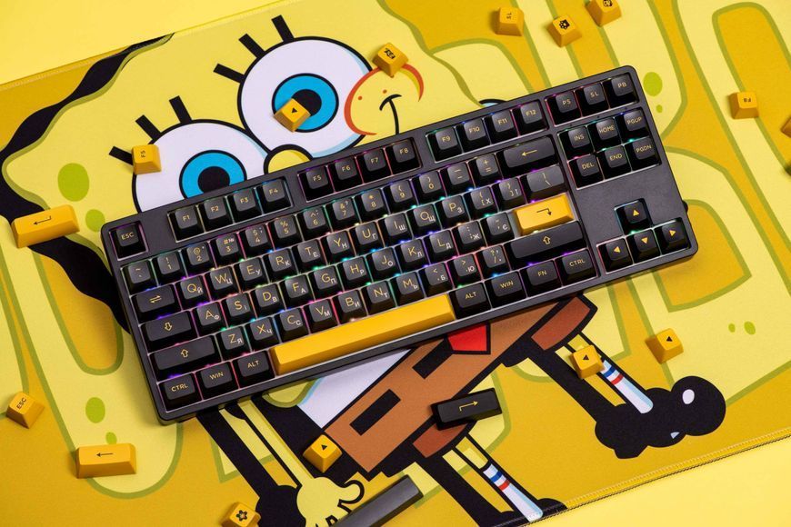 Akko Клавіатура механічна 5087B Plus Black & Gold 87Key, CS Jelly Pink, BT/WL/USB-A, Hot-swappable, EN/UKR, RGB, Чорний