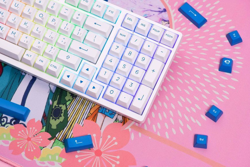 Akko Клавиатура механическая 3098N Blue&white 98Key, TTC Honey, BT/WL/USB-A, Hot-swappable, EN/UKR, RGB, Белый