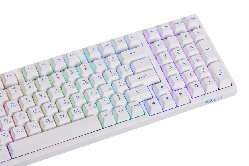 Akko Клавиатура механическая 3098N Blue&white 98Key, TTC Honey, BT/WL/USB-A, Hot-swappable, EN/UKR, RGB, Белый
