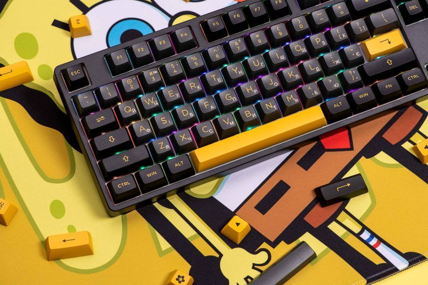 Akko Клавіатура механічна 5087B Plus Black & Gold 87Key, CS Jelly Pink, BT/WL/USB-A, Hot-swappable, EN/UKR, RGB, Чорний
