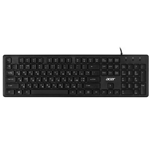 Acer Клавиатура OKW020, 104key ,USB-A, EN/UKR/RU, чёрный