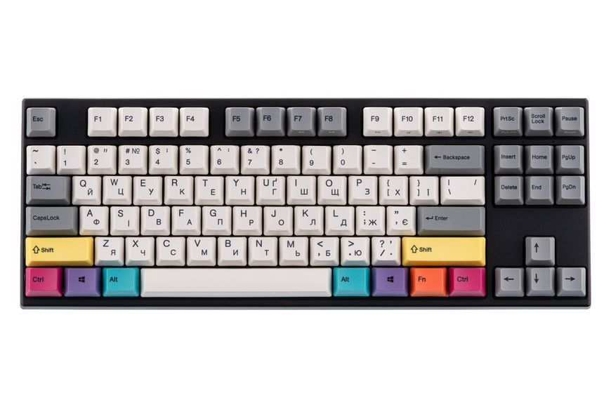 Varmilo Клавіатура механічна VEM87 CMYK 87Key, EC V2 Ivy, USB-A, EN/UKR, White Led, Чорний